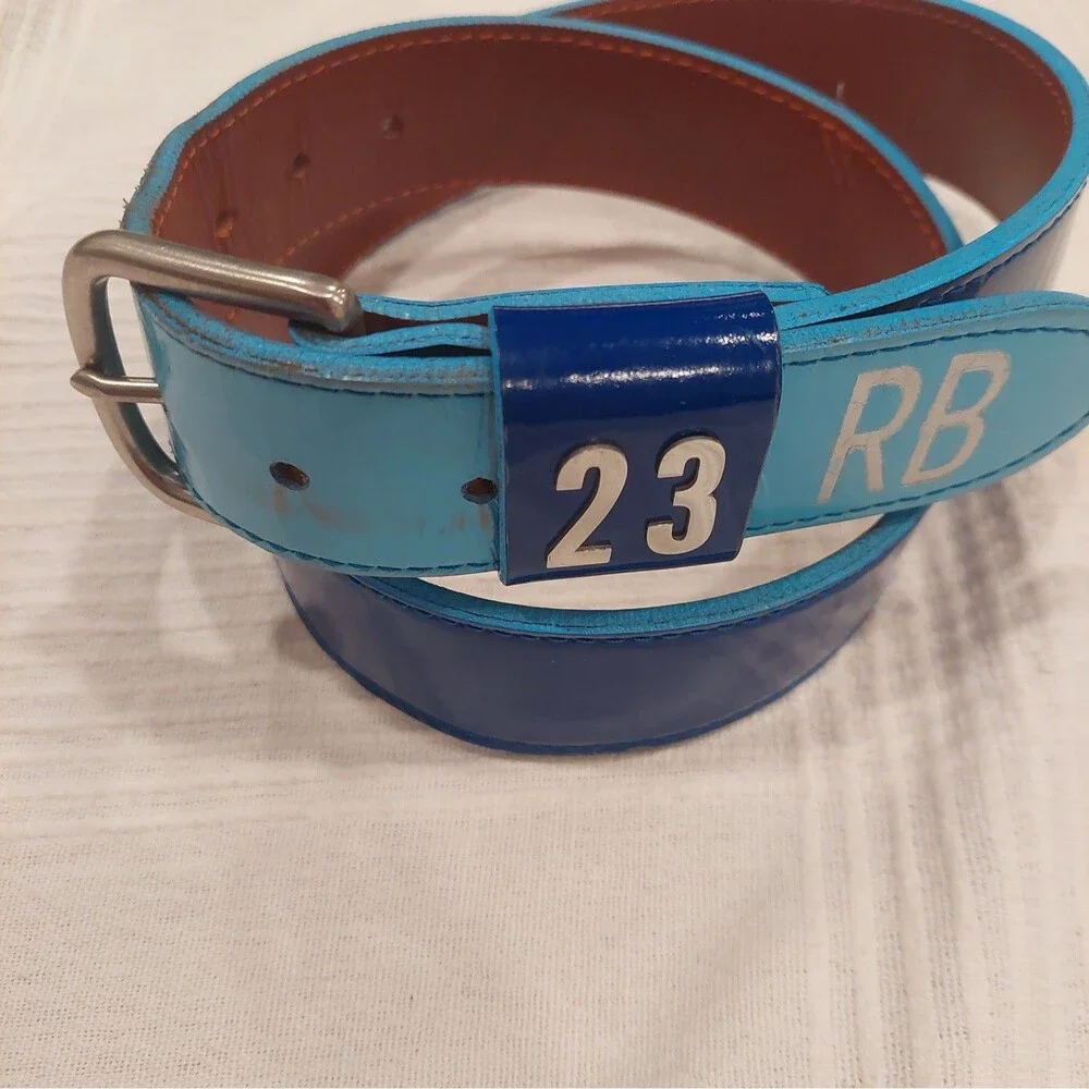 Nokona ShowBelt Custom Leather Baseball Belt Powder Blue Size 34 (Fixed Loop #23